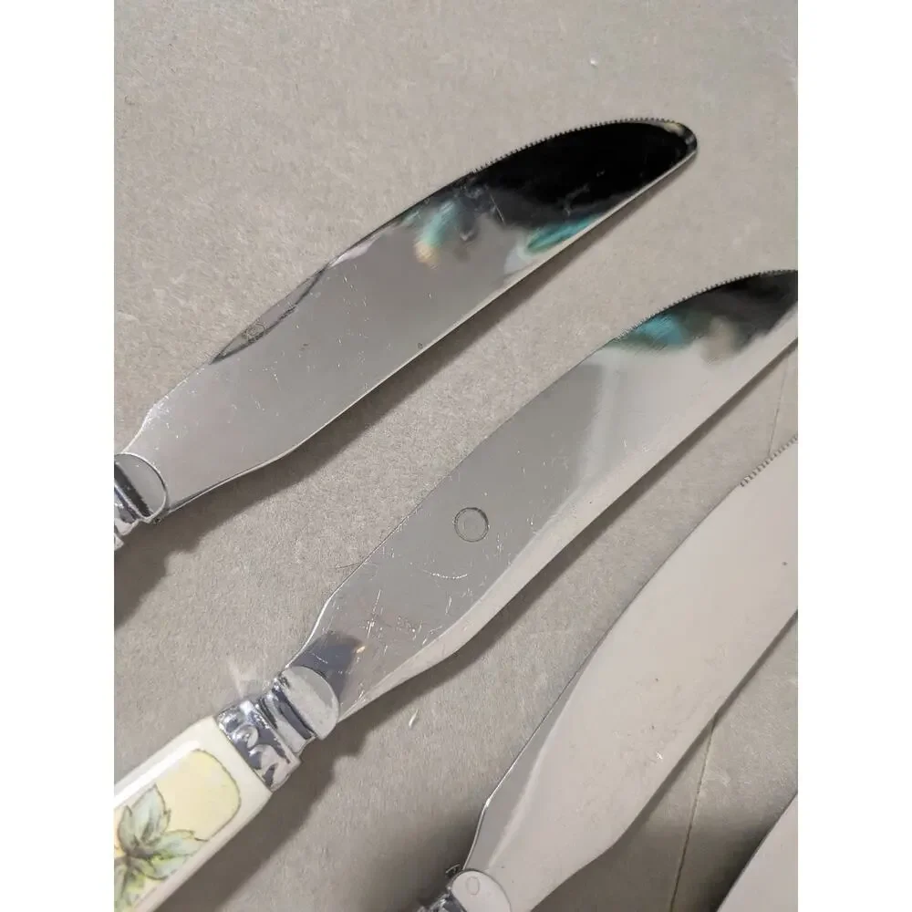 Vintage Mikasa Fruit Harvest Flatware Dinner Knives Set of 4 Stainless Steel